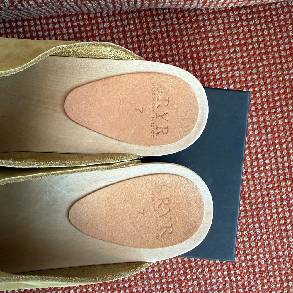 Rye Suede Clog Mules in Mustard Yellow - Picture 4 of 6